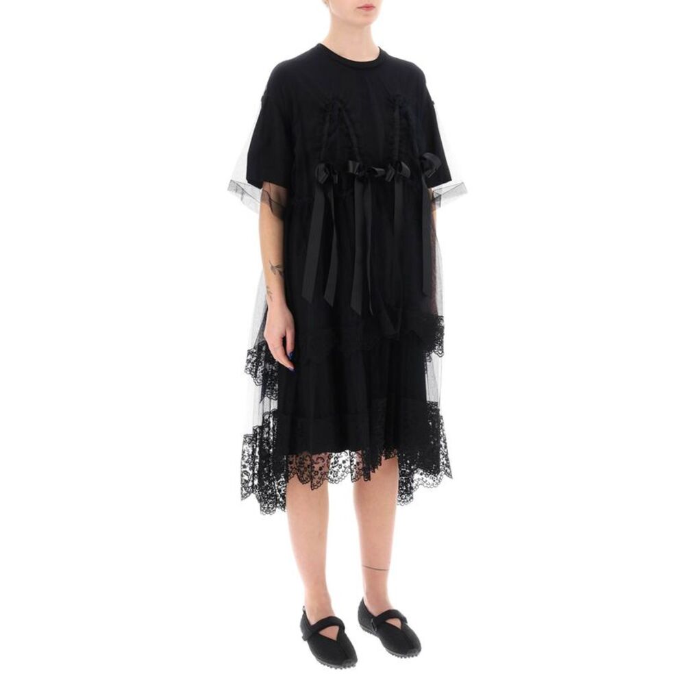SIMONE ROCHA Midi Dress In Mesh With Lace And Bows - Picture 2 of 4